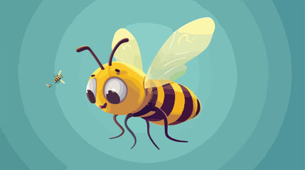 Cartoon bee flying flat cartoon vactor illustration