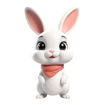 3d rendering of cartoon rabbit  on Isolated transparent background png. generated with AI
