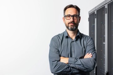 Fototapeta premium Portrait of a detail oriented database administrator who ensures the security and efficiency of data systems