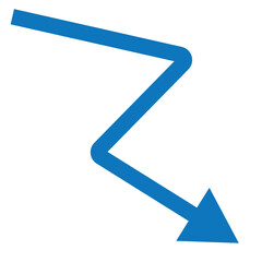 Red 3d arrow going down stock icon on white background. Bankruptcy, financial market crash icon for your web site design, logo, app, UI. graph chart downtrend symbo .chart going down sign. Vector Form