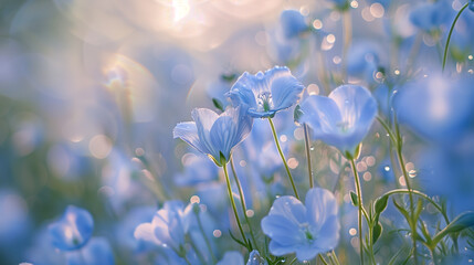 Nemophila bush after rain