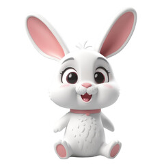 Fototapeta na wymiar 3d rendering of cartoon rabbit on Isolated transparent background png. generated with AI