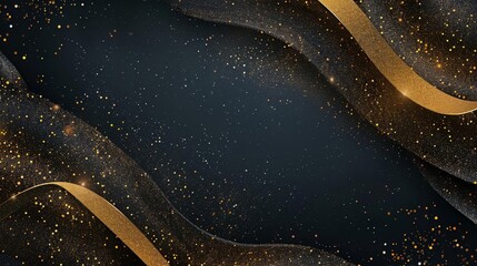 Elegant black and gold glitter banner, festive background for special occasions