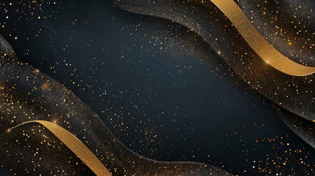 Elegant black and gold glitter banner, festive background for special occasions