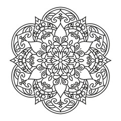 Mandala for  adult coloring book. Outline round mandala circle coloring page