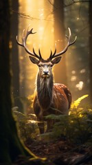 Beautiful deer in the forest, natural background
