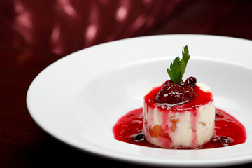 red fruit cheesecake on plate