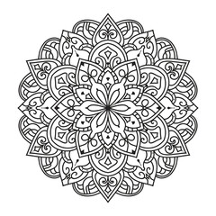 Mandala for  adult coloring book. Outline round mandala circle coloring page