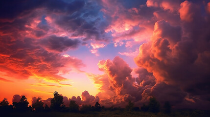 Beautiful sunset sky. Nature sky backgrounds. - obrazy, fototapety, plakaty