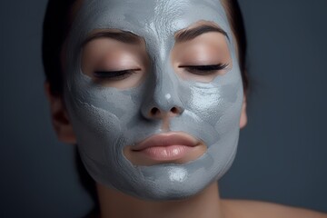 Young woman with a cleansing mask on her face enjoying a spa day at home