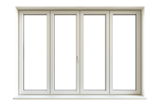 Modern and minimal house window for interior decoration isolated on background, open office glass window frame.