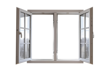 Modern and minimal house window for interior decoration isolated on background, open office glass window frame.