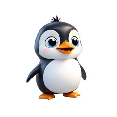 Fototapeta premium 3d rendering of cartoon penguin on Isolated transparent background png. generated with AI