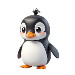 3d rendering of cartoon penguin on Isolated transparent background png. generated with AI