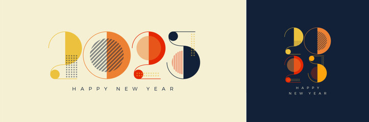 Retro classic colorful number 2025. For the happy new year 2025 celebration design. Premium vector unique and rare design.