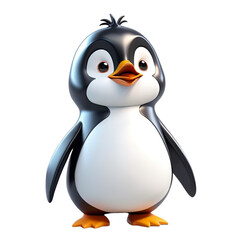 Fototapeta premium 3d rendering of cartoon penguin on Isolated transparent background png. generated with AI