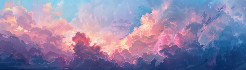 dreamy pastel cloud formation creating a soft - obrazy, fototapety, plakaty