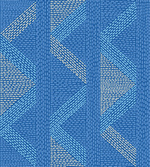 Blue seamless pattern with bold dash lines. Geometric hand drawn print - 769906381