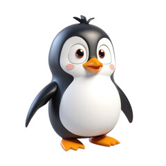 Fototapeta premium 3d rendering of cartoon penguin on Isolated transparent background png. generated with AI