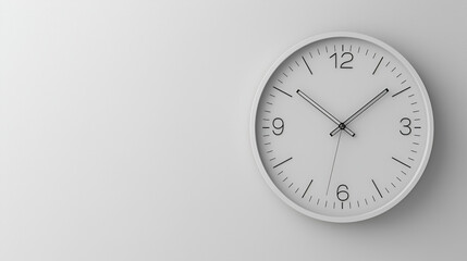 white  shiny clock hanging at the wall with copy space, Classic design wall clock, Stylish clock and space for text, clock at the wall, Generative Ai
