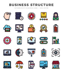 Business Structure Lineal Color icons collection. 25 icon set. Vector illustration.