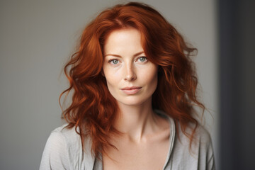 Elegant mature woman with loose red hair