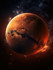 Mars, fourth planet from Sun, red planet with thin atmosphere