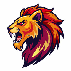 lion head , lion wings on fire