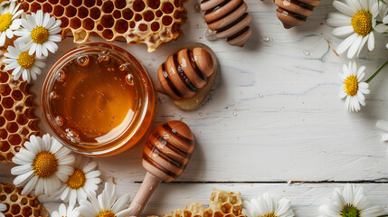 Honey In Jar Background - obrazy, fototapety, plakaty