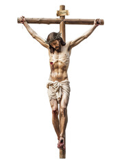Jesus Christ on the cross, cut out, isolated on transparent background. 