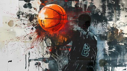 Basketball Collage. Colorful Papers. Basketball background - obrazy, fototapety, plakaty