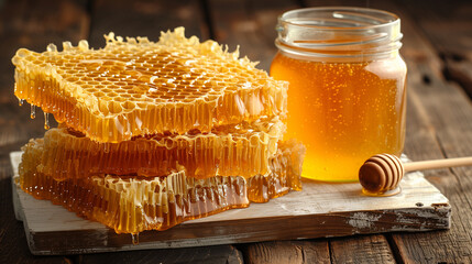Honey In Jar Background - obrazy, fototapety, plakaty