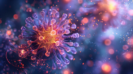 Virus Particles Depiction in Vivid Colors