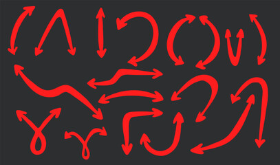 Arrows of different shapes and sizes. double arrows. Arrows in both directions. Wavy arrows