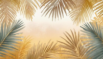 Fototapeta na wymiar summer tropical leaf frame tropical palm leaves background