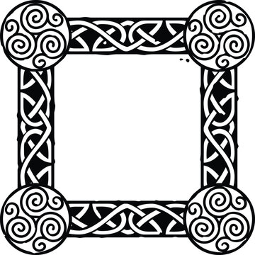Black Small Square Celtic Frame - Triskele Spirals