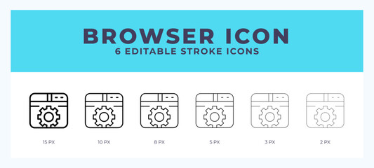Browser icon symbol. Logo illustration thin line. Bold line vector icons. Editable stroke