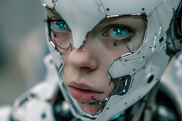 Fototapeta premium Advanced Humanoid Robot Close-up Portrait