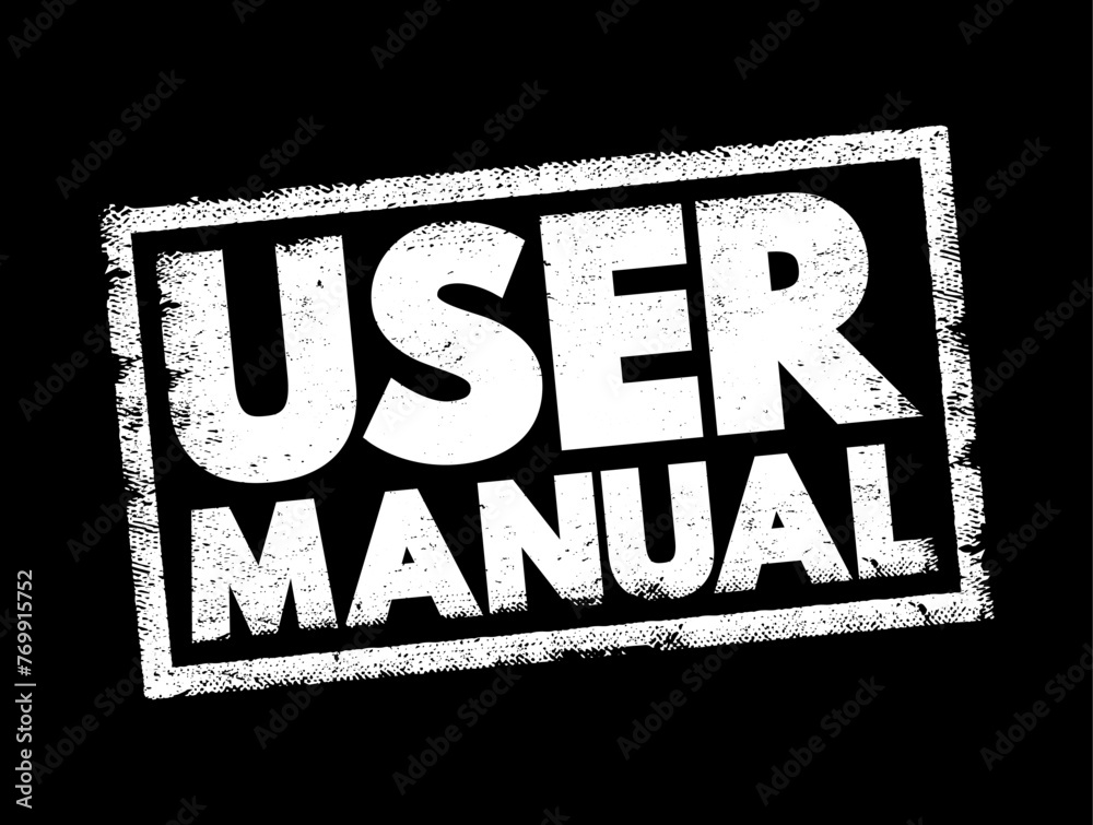 Poster user manual - intended to assist users in using a particular product, service or application, text c