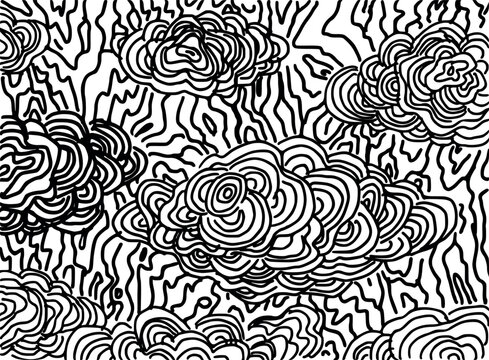 Hand drawn background with clouds