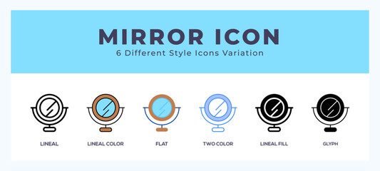 Fototapeta premium Mirror icon symbol. logo illustration with different styles