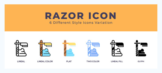 Razor icon set pack vector illustration.