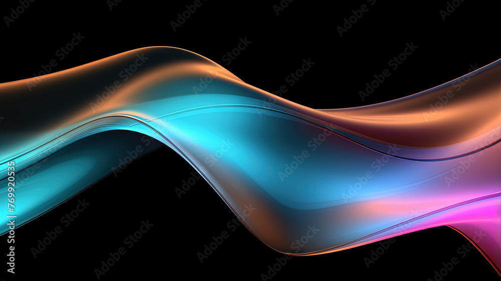 Poster vibrant abstract waveform with fluid motion and colorful gradients.