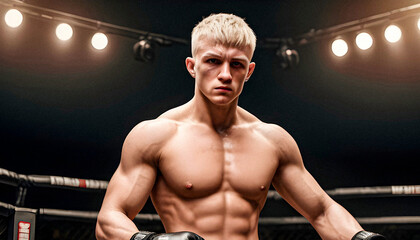 Fototapeta na wymiar young mma fighter, blonde hair, irish boxer