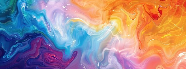 Abstract background with a colorful liquid marble texture, in the style of oil painting. - obrazy, fototapety, plakaty