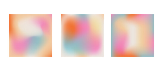 Fototapeta premium Summer backgrounds, Trendy gradients, typography, y2k. Modern templates for social media posts, ads, covers, banners design. Vector aesthetic summer set.