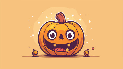 Cartoon grinning pumpkin flat cartoon vactor illust