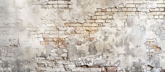 Old weathered brick wall with distressed plaster texture - obrazy, fototapety, plakaty