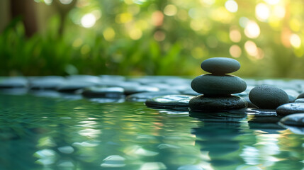 zen stones on the water