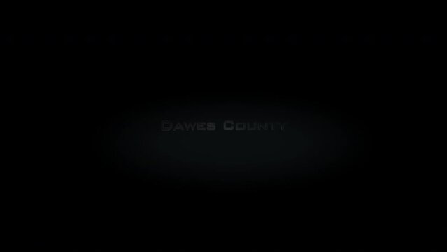 Dawes County 3D title metal text on black alpha channel background